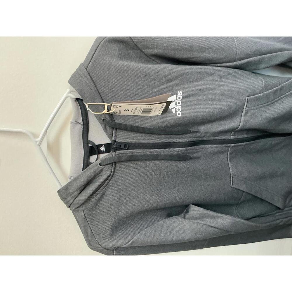 Adidas Men's Full-Zip Hoodie Jacket - Solid Grey, Size Small